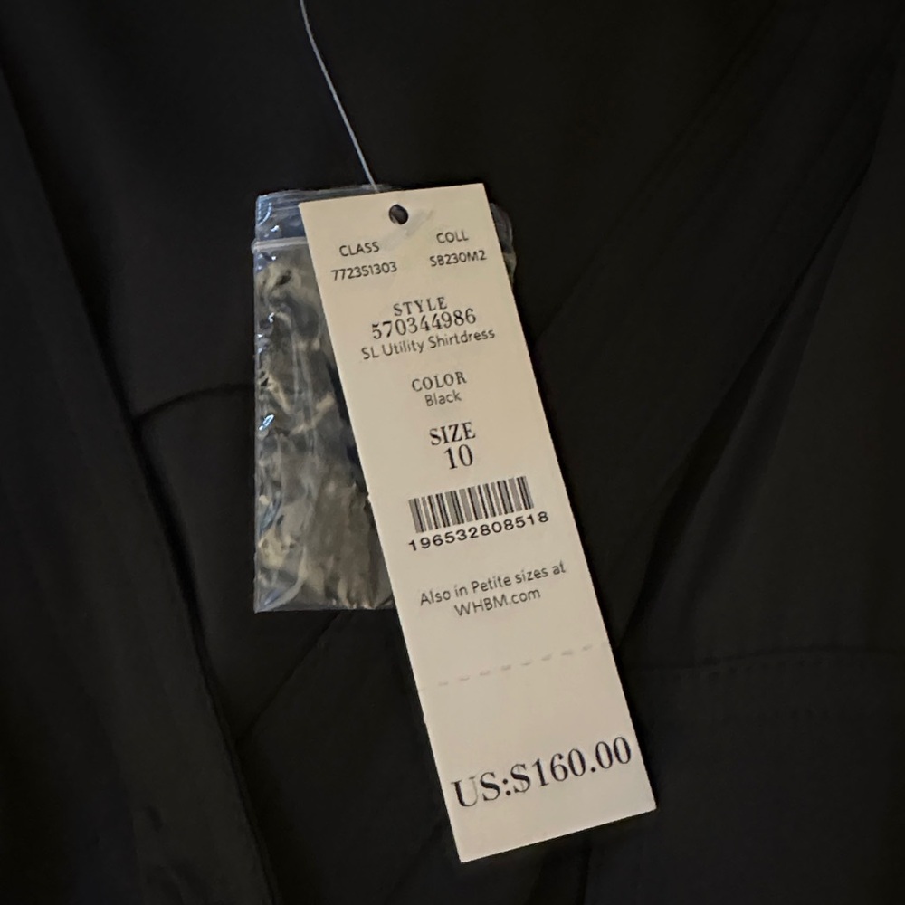 White House Black Market Black Sleeveless Button-Front Midi Dress with Tie - Picture 3 of 4